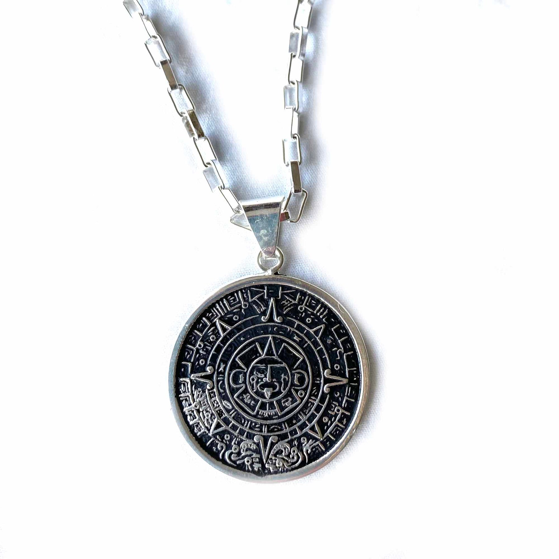 ALPACA SILVER AZTEC CALENDAR PENDANT WITH CHAIN Hipimi alpaca-silver-aztec-calendar-pendant-with-chain-hipimi