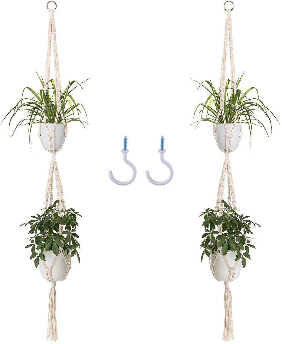 macrame plant hanger 2 tier Macrame Plant Hanger Set of 2