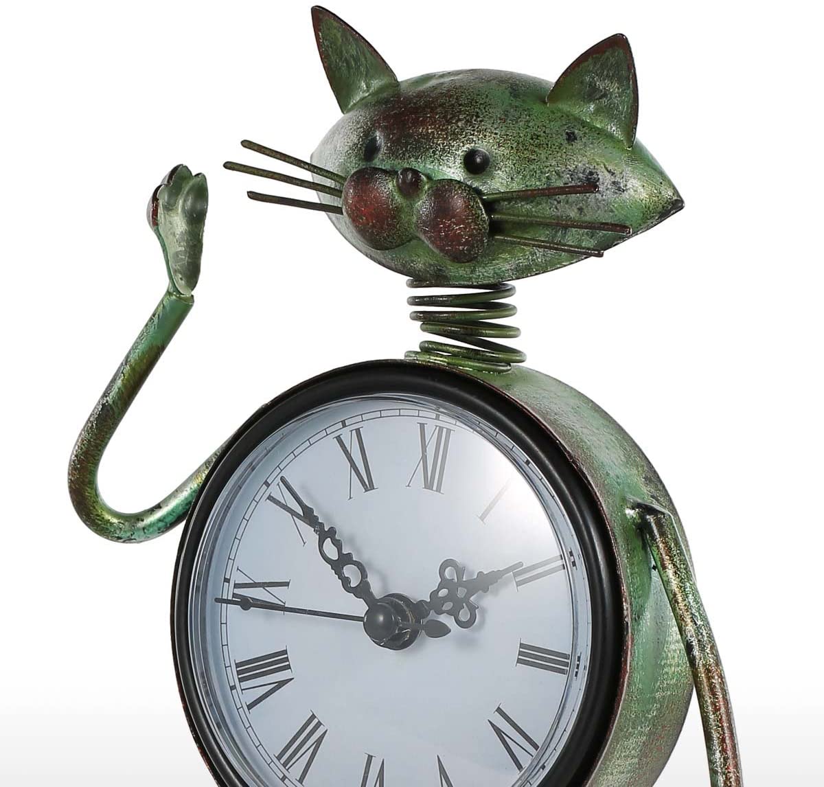 Rustic Cat Clock Handmade Vintage style Metal Small Cat Desk Clock – Hipimi