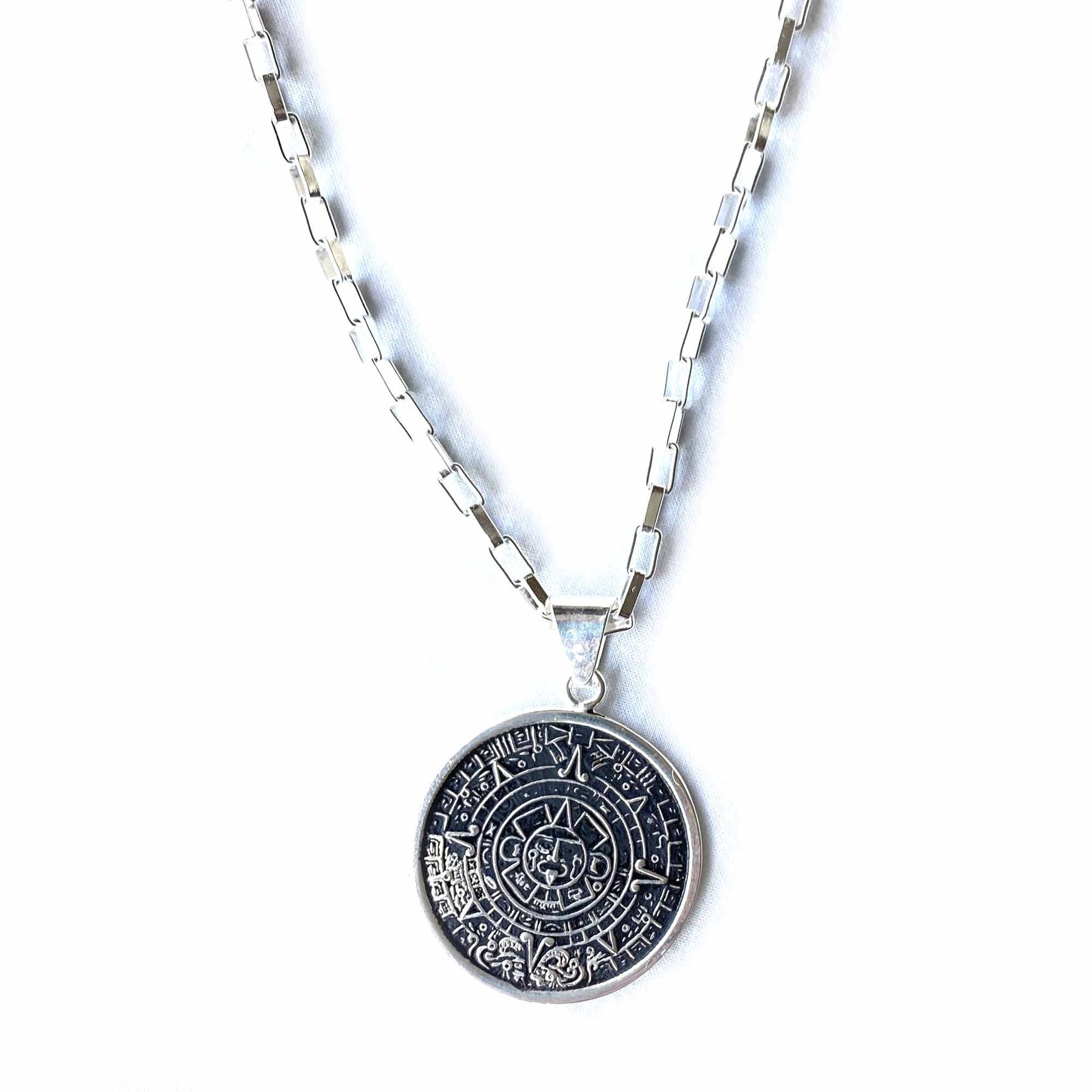 Silver Aztec Calendar Pendant Silver Aztec Calendar Pendant