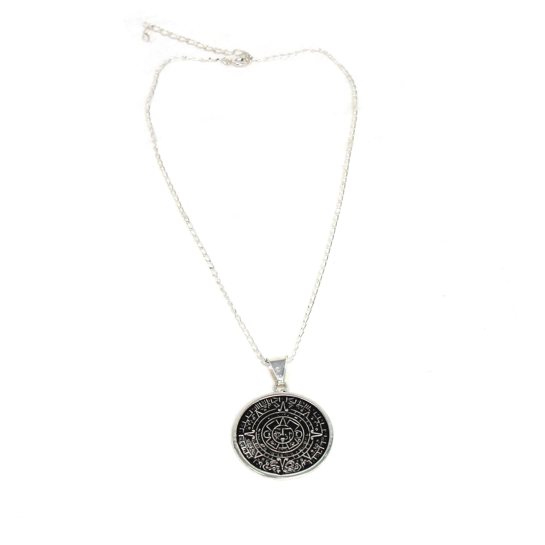 ALPACA SILVER AZTEC CALENDAR PENDANT WITH CHAIN Hipimi alpaca-silver-aztec-calendar-pendant-with-chain-hipimi