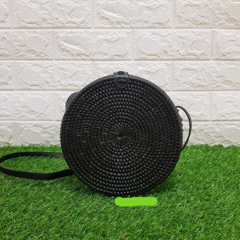 Black Round Rattan Bag Bali Bag – Hipimi